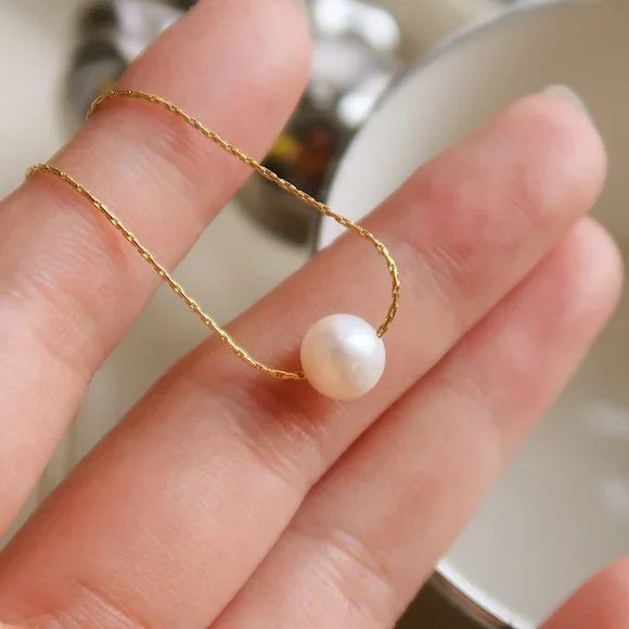 NEW 18K Gold Plated Fresh Water Pearl Necklace - Picture 2 of 8